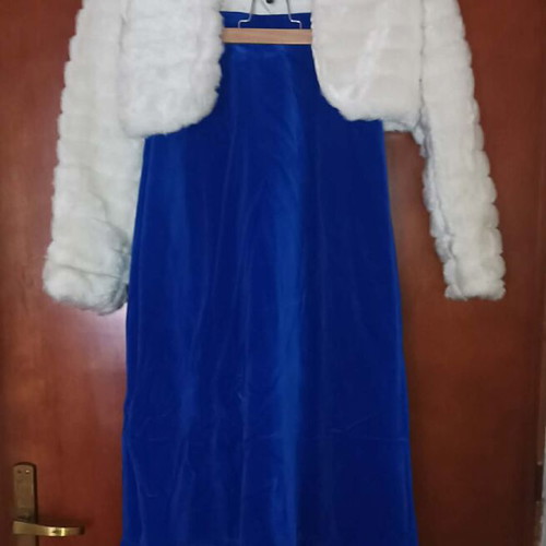 Girls' Teen Evening Set like new with white bolero and blue velvet skirt