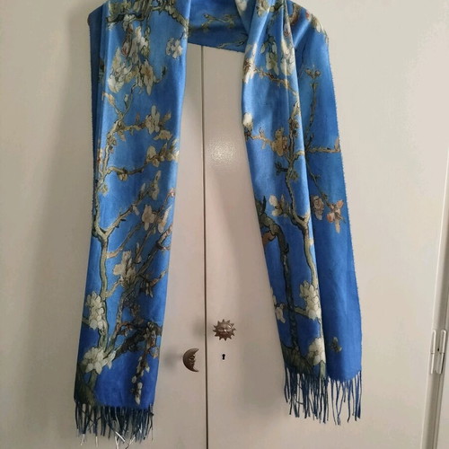 Scarf almond blossom Van Gogh new, blue design