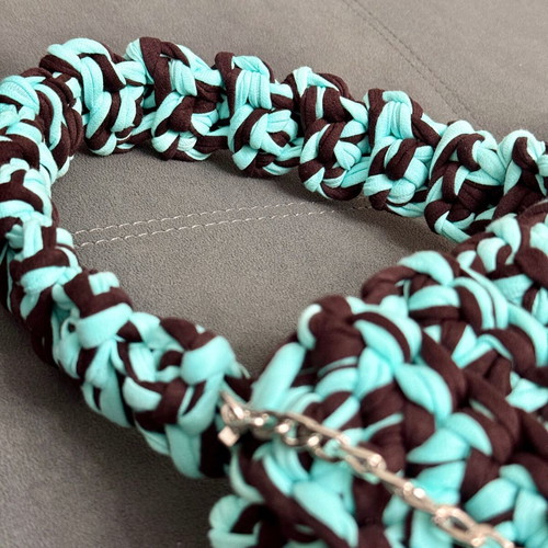 Handmade Crochet Bag, Shoulder and Crossbody, Turquoise Brown
