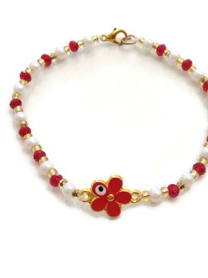 Handmade Flower Bracelet TXFB102 new with enamel, pearls and crystal beads