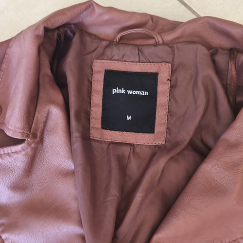 Leather biker jacket Pink Woman like new dusty rose