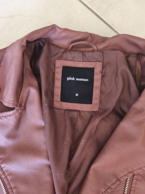 Leather biker jacket Pink Woman like new dusty rose