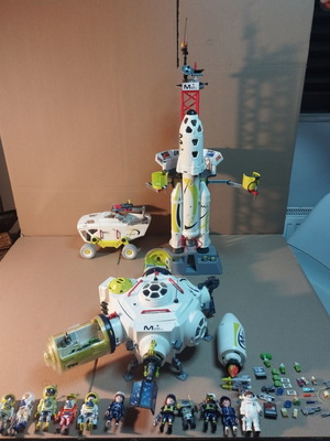 Playmobil Space Mars Station Set used with rocket, rover, and figures