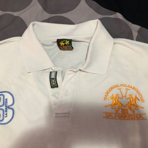La Martina Polo Shirt M like new, white with embroidered details