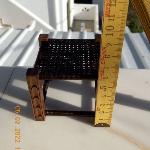 Wooden carved miniature stool new from walnut
