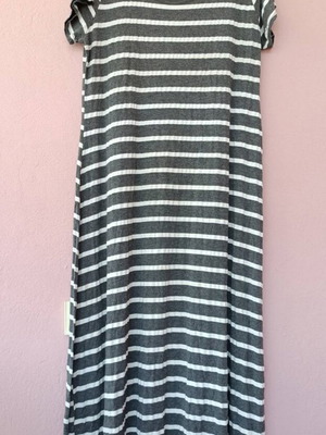 RELAXX by EXIST plus size maxi dress, grey and white stripes