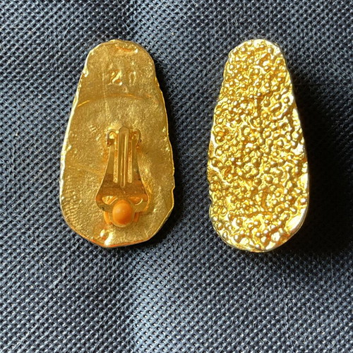 Vintage hammered gold tone clip-on earrings used