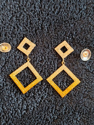 Strass earrings silver and gold new with stud and silicone back