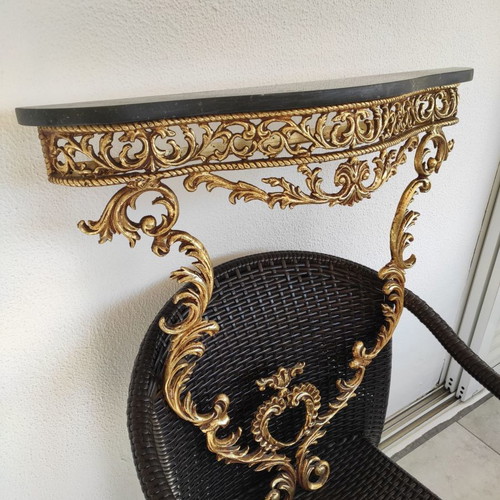 Entrance mirror used with marble and iron shelf