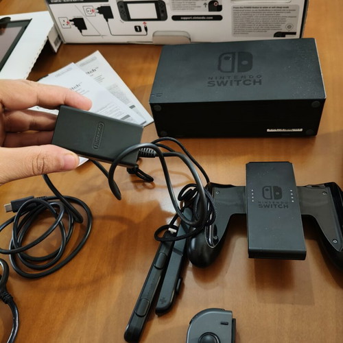 Nintendo Switch used with gray joy-con, model HAC-001, complete set