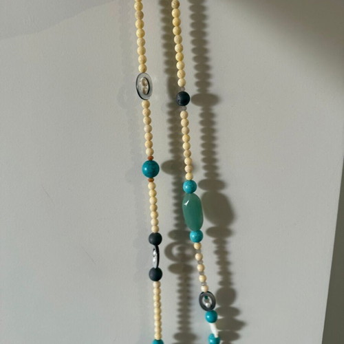 Necklace with semiprecious stones by Titi Jewels like new, beige and turquoise