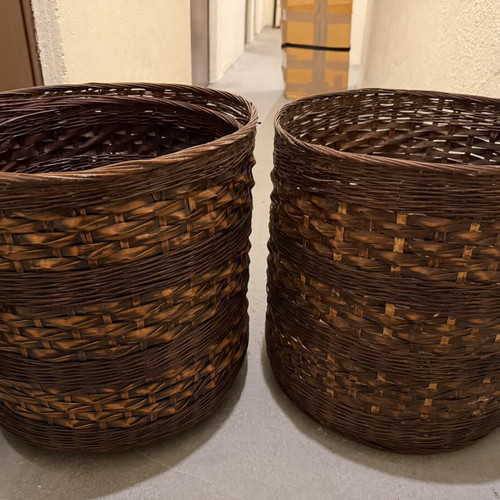 Wicker plant pots, set of 2, 45cm diameter and height, indoor