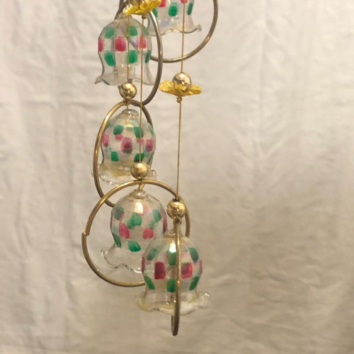 Glass wind chime used with gilded rings and mounting bracket