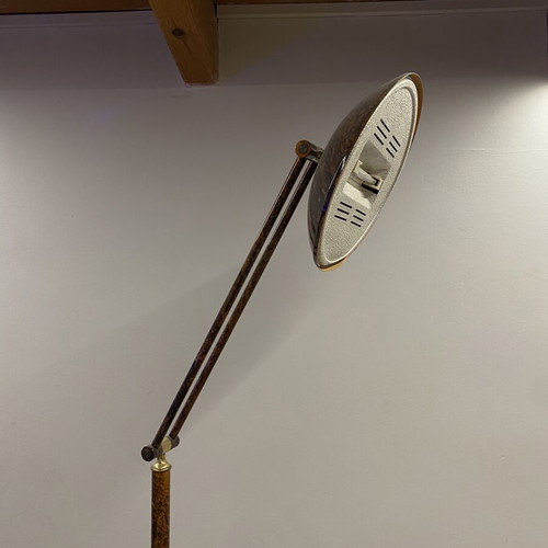 Vintage adjustable floor lamp with bronze details used