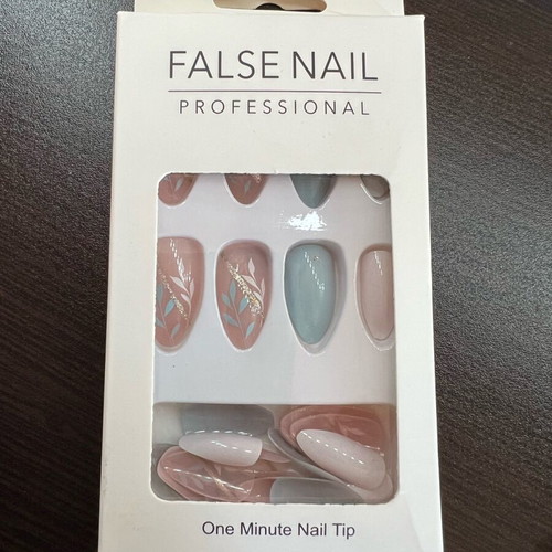 False nails blue with design new