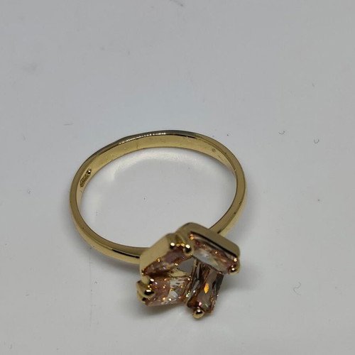 Gold ring with geometric champagne crystals like new