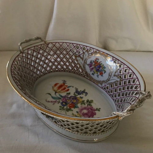 Royal Vienna porcelain basket used, hand-painted