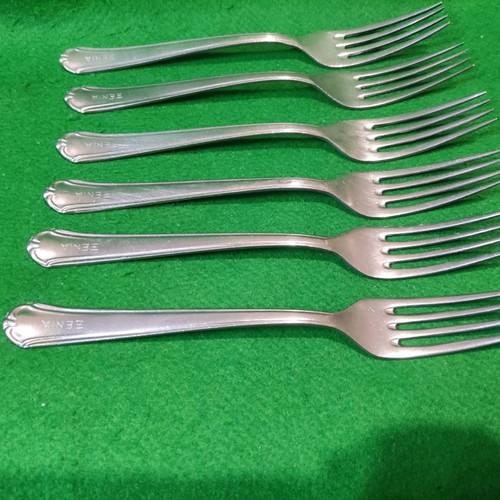 Nissiotis Rostfrei forks used, set of 6, collectible Xenia 1968