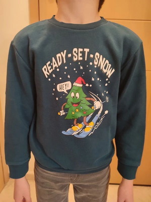LC Waikiki Kids Christmas Sweatshirt 7-8Y Petrol Blue Like New
