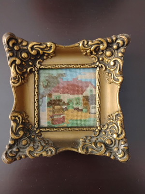 Vintage Baroque Style Frames used, set of 2 with embroidery
