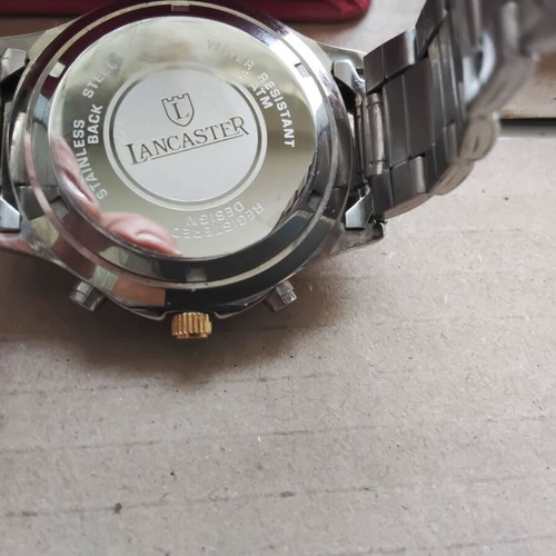 Lancaster Chronograph Watch men's new, gold and silver stainless steel