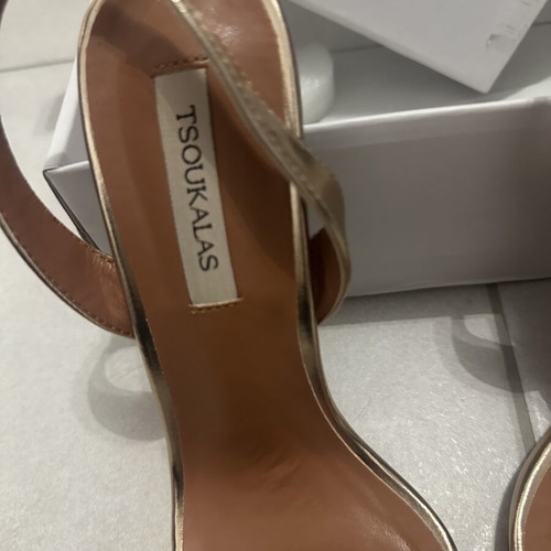 Tsoukalas vintage chic gold high heel sandals 10cm
