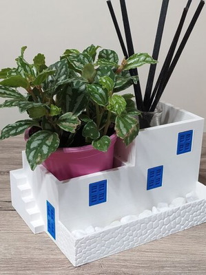Mediterranean Villa 3D Printed Planter New, Greek Decoration