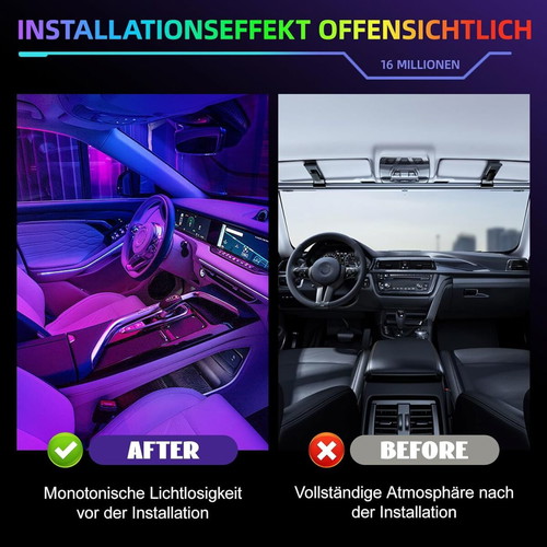 CISSIYOG QCFWDFWD 6-in-1 RGB ambient LED car lighting with smartphone control