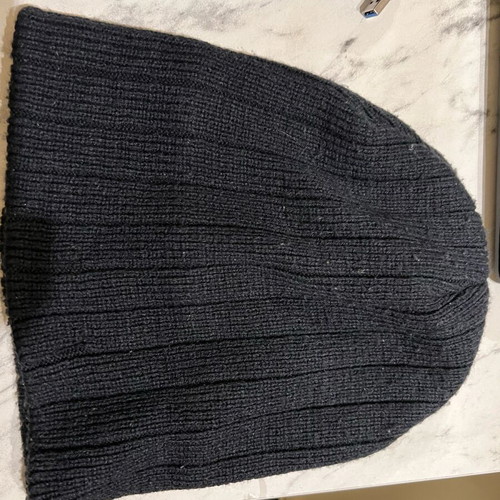 Insulating ski beanie hat used, large dark blue, warm