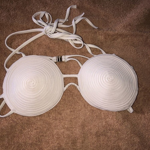 H&M beige cream bikini top new, unique design