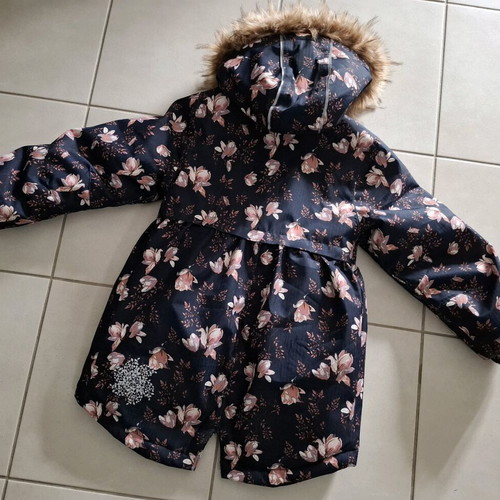 Minymo parka for girl size 128, like new, floral design