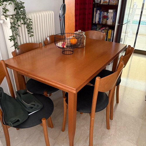 Handmade extendable dining table with 6 chairs