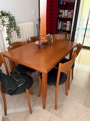 Handmade extendable dining table with 6 chairs