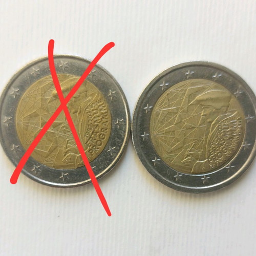 Commemorative 2€ coin 2022 used, 35 years Erasmus, Greek edition