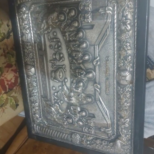 Silver religious icon The Last Supper, large size