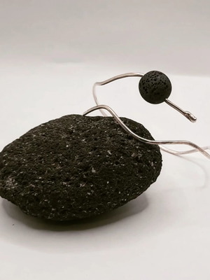 Volcano silver cuff handmade Silver925 with lava made to order