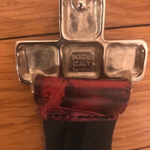 Leather women's belt red vintage with crystals like new