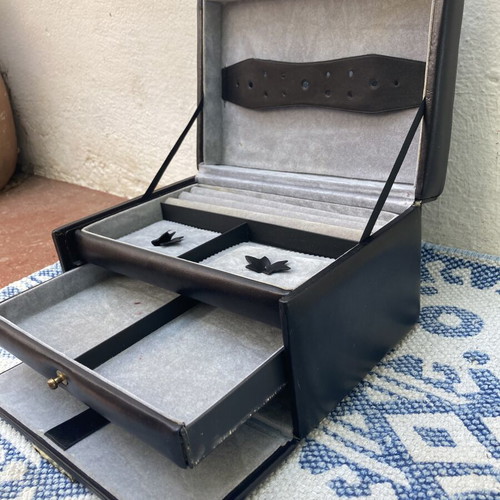Vintage jewelry box suitcase, black