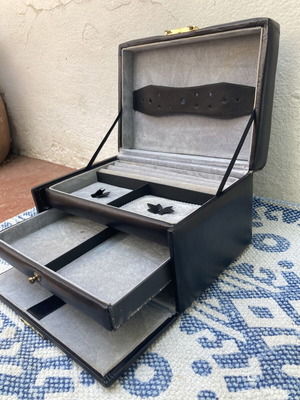 Vintage jewelry box suitcase, black