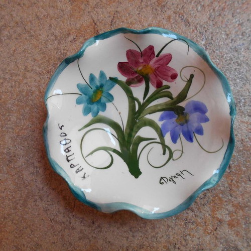Handmade ceramic with flower design used from Karpathos