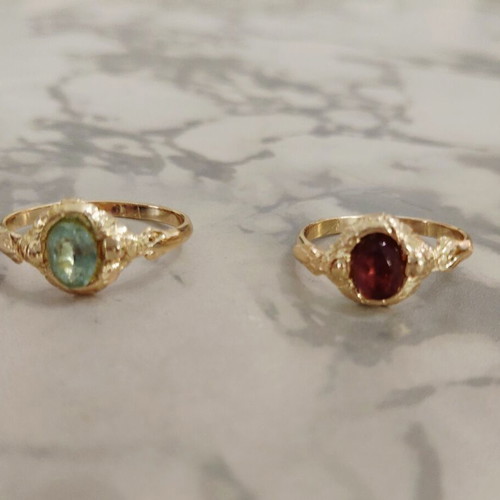 Two vintage women's rings from the 1960s, gold-tone aluminum alloy