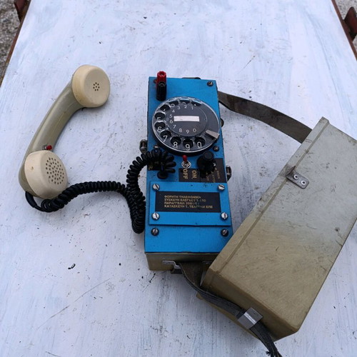 Antique technician telephone used in carrying case rare collectible tool