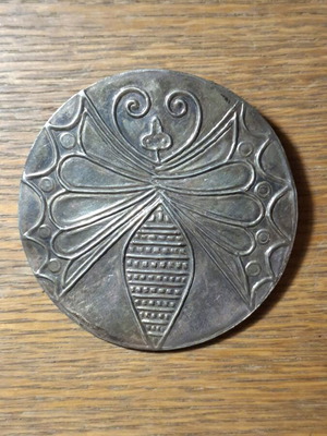 Zolotas vintage silver 950 vermeil brooch with Mycenaean butterfly design