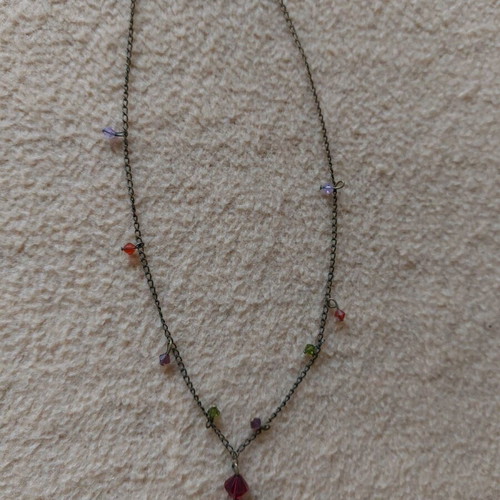 Vintage lucky necklace like new with elephant and colorful crystals
