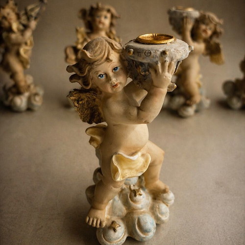 Vintage decorative angels used, set of 5 pieces