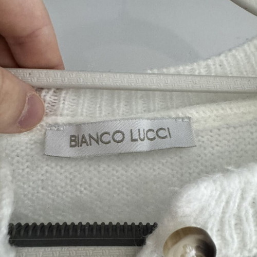 Bianco Lucci striped knit sweater one size like new, white and blue