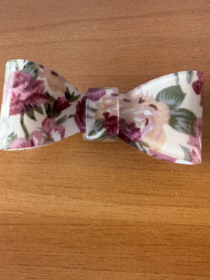 Hair bow barrette with metal French clip, floral print