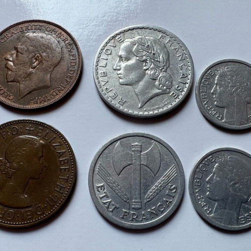 Coins from England and France used, pack of 6
