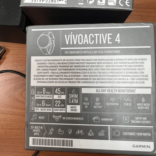 Garmin Vivoactive 4 smartwatch like new, black, fitness features
