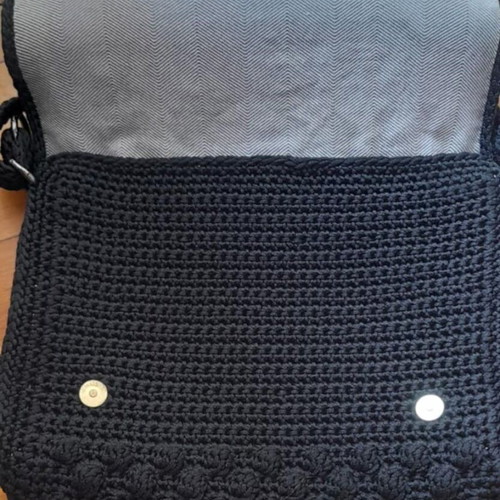 Handmade black shoulder bag